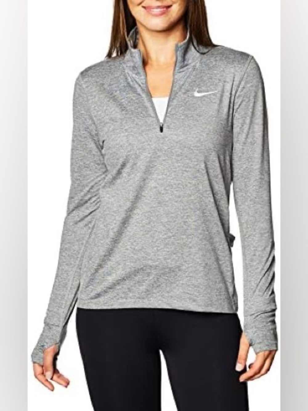 Nike Dri-FIT Running Women’s Small Gray Heather 1/4 Zip Thumbhole Pullover